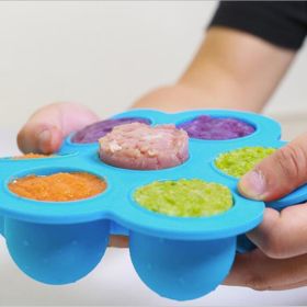 7 Holes Egg Bites Molds Silicone with Lid Reusable Baby Food Storage Container Freezer Ice Cube Trays Steamed Cake Mold Egg Poacher Instant Pot Access