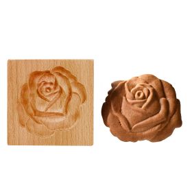 Christmas Wooden Cookie Mold Flower Pine Cone Shape Carved Press Stamp for Biscuit Christmas Decoration Kitchen Baking Tool (Color: B)
